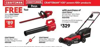 Lowe's 20-Volt MaxF 20-in Deck Brushless Push Mower offer