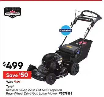 Lowe's Recycler 163cc 22-in Cut Self-Propelled Rear-Wheel Drive Gas Lawn Mower offer