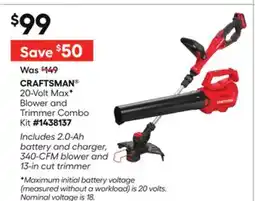 Lowe's 20-Volt Max F Blower and Trimmer Combo Kit offer