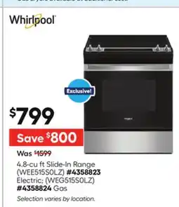 Lowe's 4.8-cu ft Slide-In Range offer