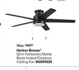 Lowe's 52-in Fairbanks Matte Black Indoor/Outdoor Ceiling Fan offer