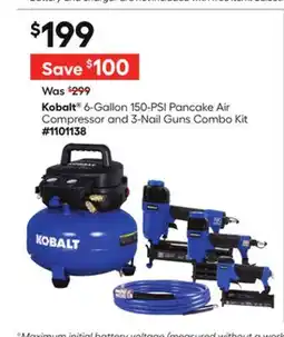 Lowe's 6-Gallon 150-PSI Pancake Air Compressor and 3-Nail Guns Combo Kit offer