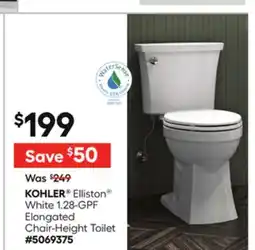 Lowe's Elliston White 1.28-GPF Elongated Chair-Height Toilet offer