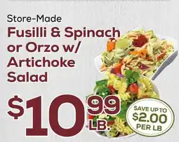 DeCicco & Sons Fusilli & Spinach or Orzo w/Artichoke Salad offer