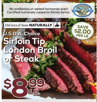 DeCicco & Sons Sirloin Tip London Broil or Steak offer
