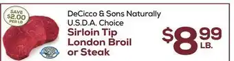 DeCicco & Sons DeCicco & Sons Naturally U.S D. A. Choice Sirloin Tip London Broil or Steak offer