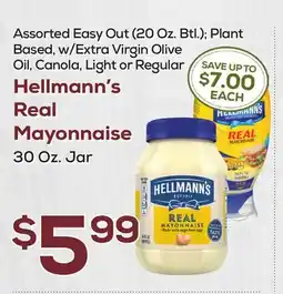 DeCicco & Sons Hellmann's Real Mayonnaise 30 Oz. Jar offer