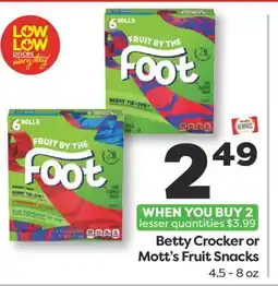 Weis Markets Betty Crocker or Mott's Fruit Snacks offer