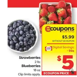 Weis Markets Strawberries 2 lb Blueberries 18 oz offer