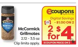 Weis Markets McCormick Grillmates offer