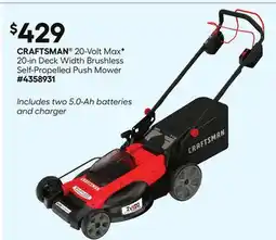 Lowe's 20-Volt Max F 20-in Deck Width Brushless Self-Propelled Push Mower offer