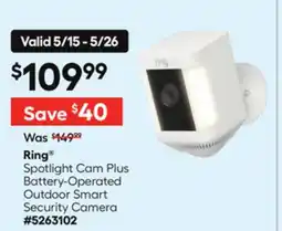 Lowe's Ring Spotlight Cam Plus Battery-Operated Outdoor Smart Security Camera offer
