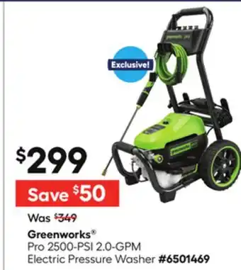 Lowe's Greenworks Pro 2500-PSI 2.0-GPM Electric Pressure Washer offer