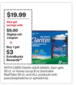 CVS Claritin adult tablets, liqui-gels 30 ct. or honey syrup 8 oz offer