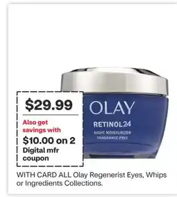 CVS ALL Olay Regenerist Eyes, Whips or Ingredients Collections offer