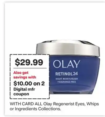 CVS ALL Olay Regenerist Eyes, Whips or Ingredients Collections offer