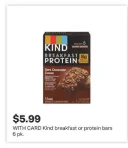 CVS Kind breakfast or protein bars 6 pk offer