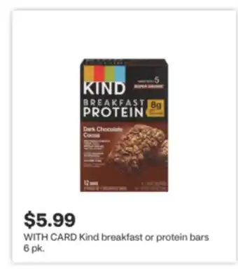 CVS Kind breakfast or protein bars 6 pk offer