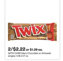 CVS Mars Chocolate or Airheads singles 1.08-2.17 oz offer