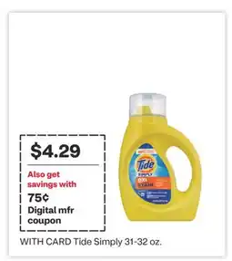 CVS Tide Simply 31-32 oz offer