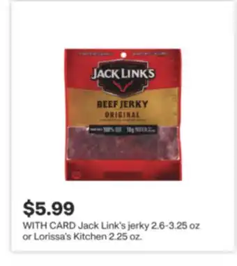 CVS Jack Link's jerky 2.6-3.25 oz or Lorissa's Kitchen 2.25 oz offer