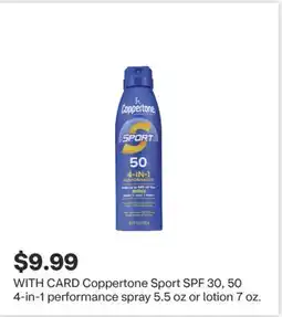 CVS Coppertone Sport SPF 30, 50 4-in-1 performance spray 5.5 oz or lotion 7 oz offer