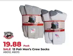 Runnings 13 Pair Men's Crew Socks offer