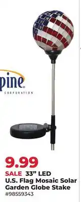 Runnings 33 LED U.S Flag Mosaic Solar Garden Globe Stake offer