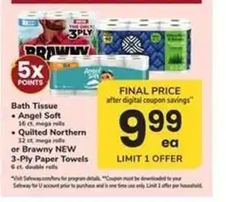 Safeway Bath Tissue or Paper Towels offer