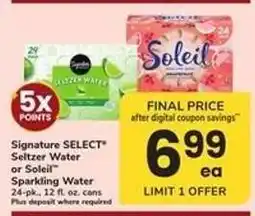 Safeway Signature SELECT Seltzer Water or Soleil Sparkling Water offer