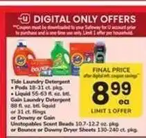 Safeway Tide or Gain Laundry Products offer