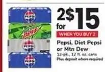 Safeway Pepsi, Diet Pepsi, Or Mtn Dew offer