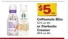 Safeway Coffeemate Bliss or Starbucks Creamer offer