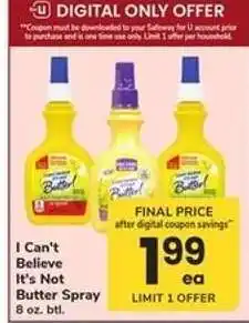 Safeway I Can't Believe It's Not Butter Spray offer