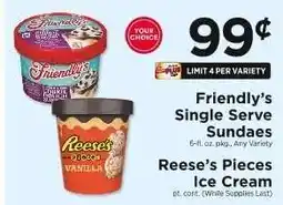ShopRite Friendly's Single Serve Sundaes / Reese’s Pieces Ice Cream offer