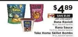 ShopRite Rana Ravioli / Rana Sauce / Take Home Skillet Bombs offer