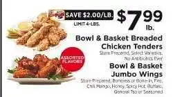 ShopRite Bowl & Basket Breaded Chicken Tenders / Jumbo Wings offer