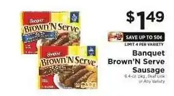 ShopRite Banquet Brown'N Serve Sausage offer