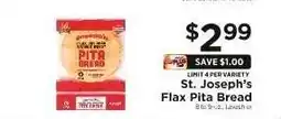 ShopRite St. Joseph’s Flax Pita Bread offer