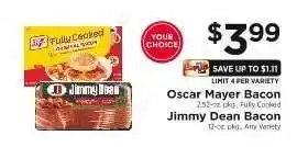 ShopRite Oscar Mayer Bacon / Jimmy Dean Bacon offer