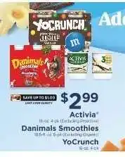ShopRite Activia, Danimals Smoothies, YoCrunch offer