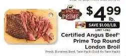 ShopRite Certified Angus Beef Prime Top Round London Broil offer