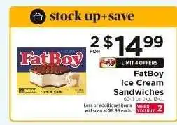 ShopRite FatBoy Ice Cream Sandwiches offer