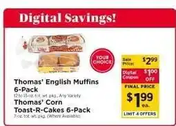 ShopRite Thomas' English Muffins 6-Pack offer