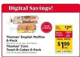 ShopRite Thomas' English Muffins 6-Pack offer