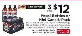 ShopRite Pepsi Bottles or Mini Cans 6-Pack offer