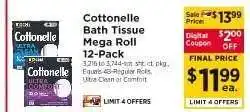 ShopRite Cottonelle Bath Tissue Mega Roll 12-Pack offer