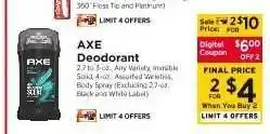 ShopRite AXE Deodorant offer