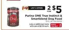 ShopRite Purina ONE True Instinct & Smartblend Dog Food offer