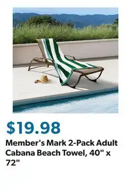 Sam's Club Member's Mark 2-Pack Adult Cabana Beach Towel, 40 x 72 offer